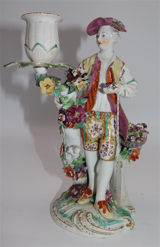 A Derby candlestick figure, late 18th century, 24cm